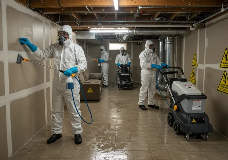 Basement Moisture Removal and Structural Drying process in Whitmore Village, HI